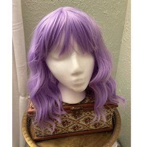 WIG SALE! In time for Halloween! Cute wavy lavender bob w bangs, unworn